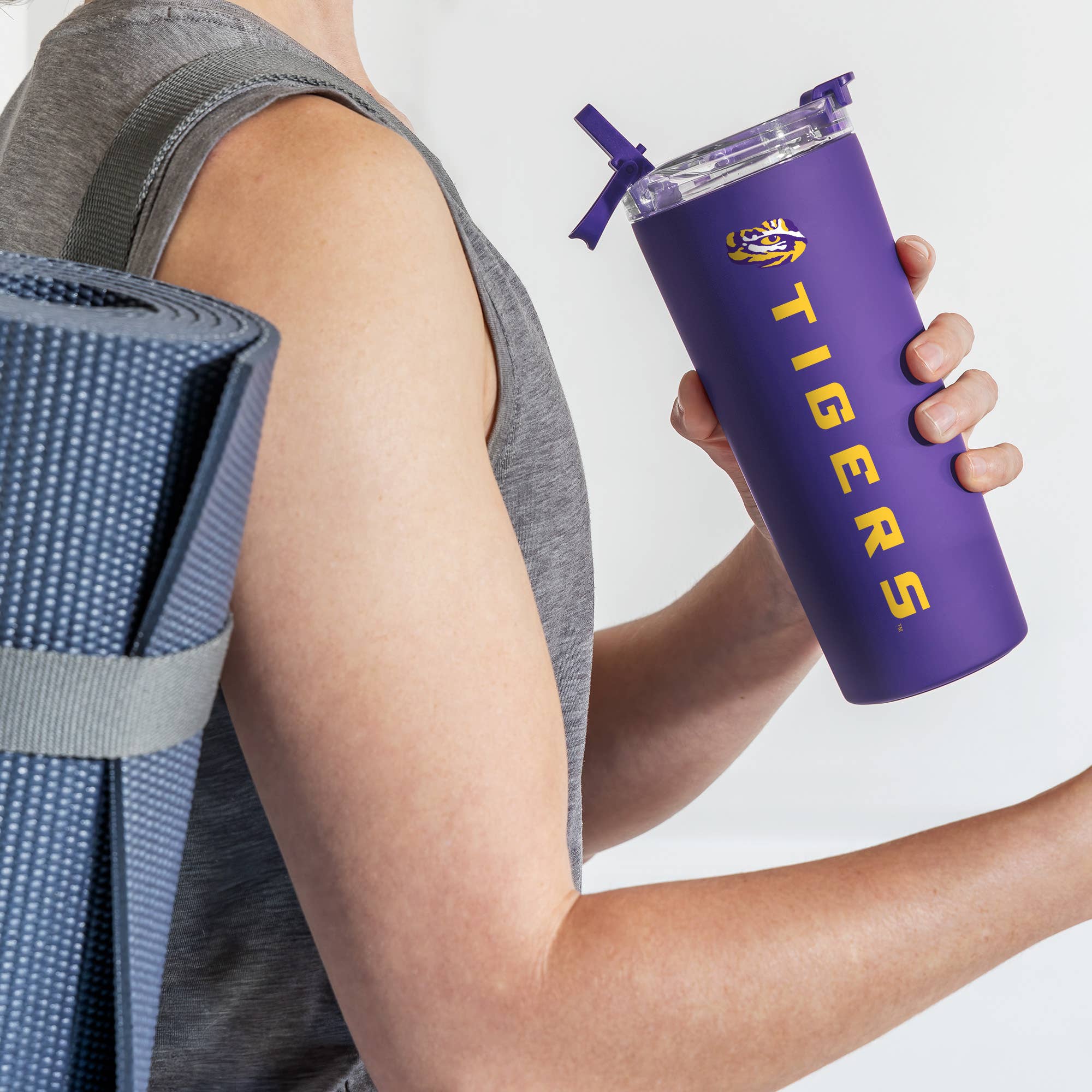 Rico Industries - Wholesale Insulated Mug/Tumbler - NCAA  LSU Tigers Purple 24oz Stainless Steel Tumbler3