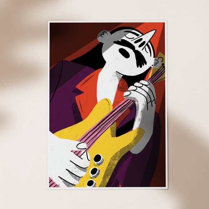 Gitarrenspieler - Wandkunst-Illustrationsdruck - A3 für den Großhandel von Matilde Horta