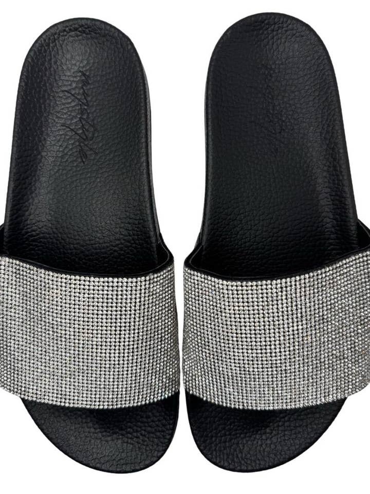 MENS CITY LIGHTS RHINESTONE SLIDES for wholesale by DIVERGENT FOOTWEAR