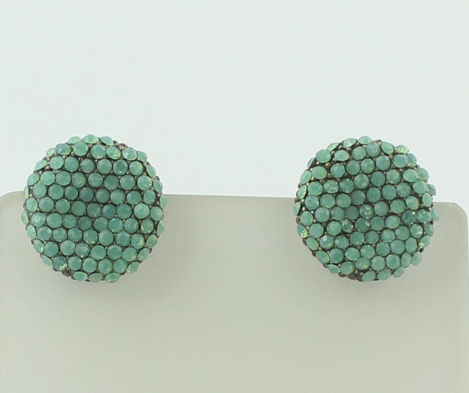 Green Crystal Accent Round Stud Earrings E1845 for wholesale on Faire
