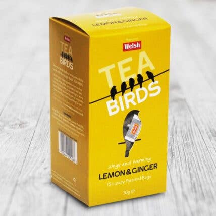 Welsh Tea Birds - 15 Lemon & Ginger Pyramid Bags for wholesale by Welsh Brew Tea