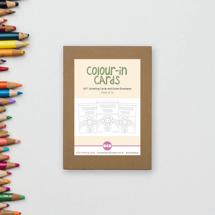 OCD Greeting Cards - Wholesale Thank You Card - Colour In Thank You Cards, Craft DIY Teacher Card, from kids3
