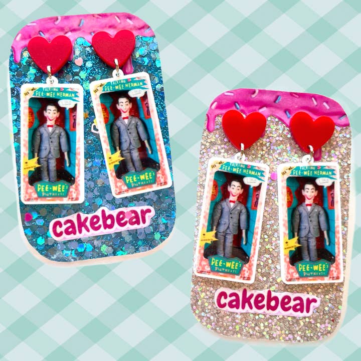 Peewee Herman Doll Earrings for wholesale by Cakebear