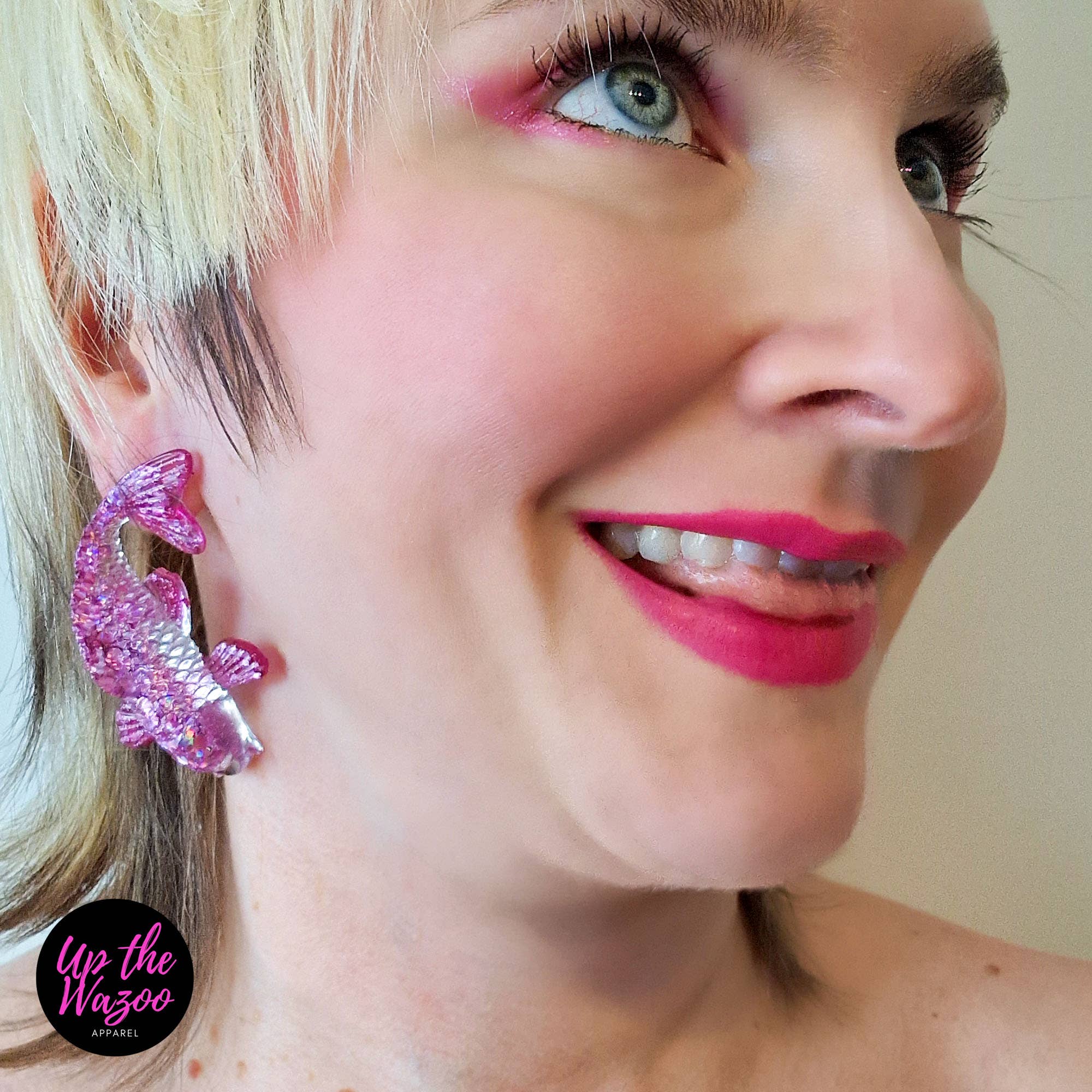 Up the Wazoo Apparel - Wholesale Stud/Post Earrings - Fancy Lures, Dusty Rose - Handmade To Order2