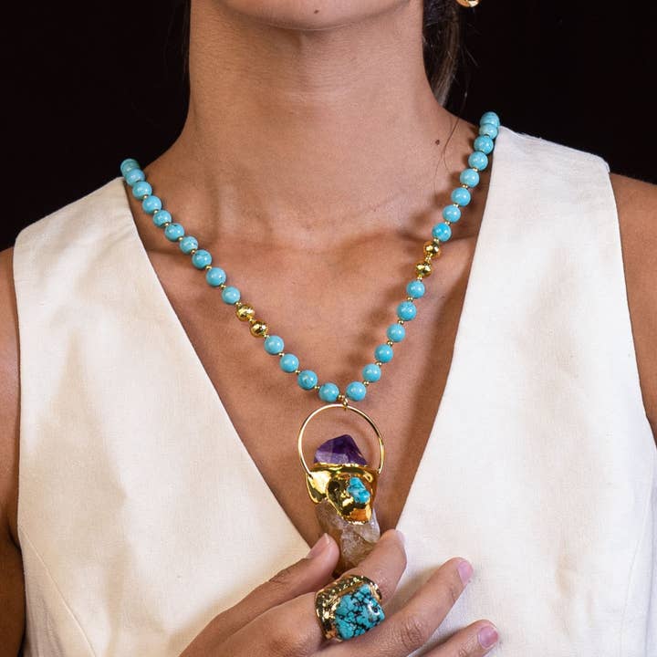 PHOEBE´S - Wholesale Pendant/Charm Necklace - Trilogy of Light Necklace – Citrine, Amethyst, and Turquoise2