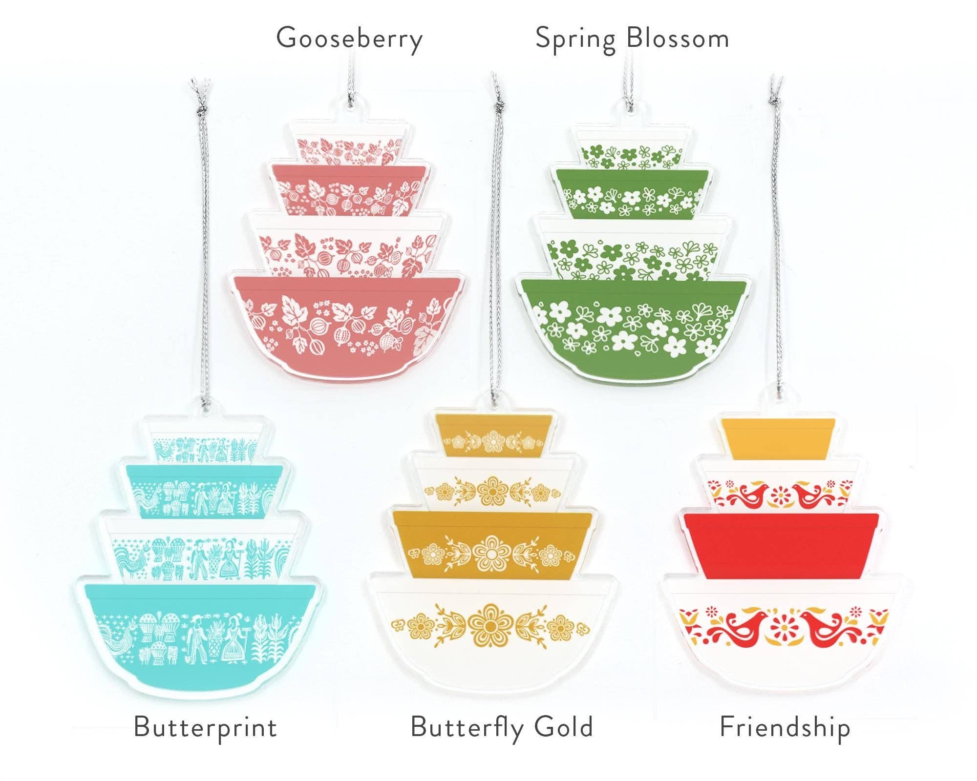 Twinkltoast - Wholesale Ornament Set - Pyrex-Inspired Ornament Double-Sided Acrylic Retro Christmas1