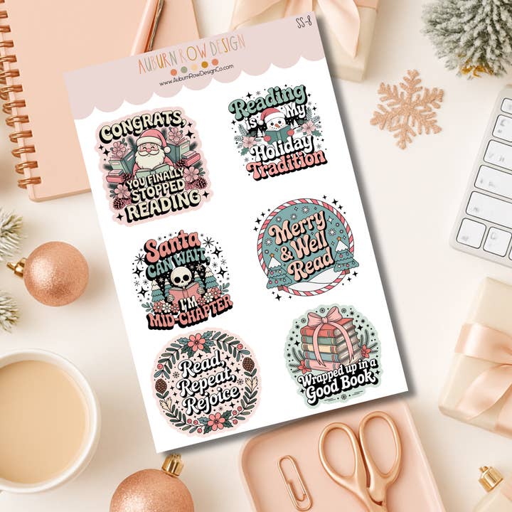 Auburn Row Design - Wholesale Sticker - Bookish Christmas Sticker Sheet3