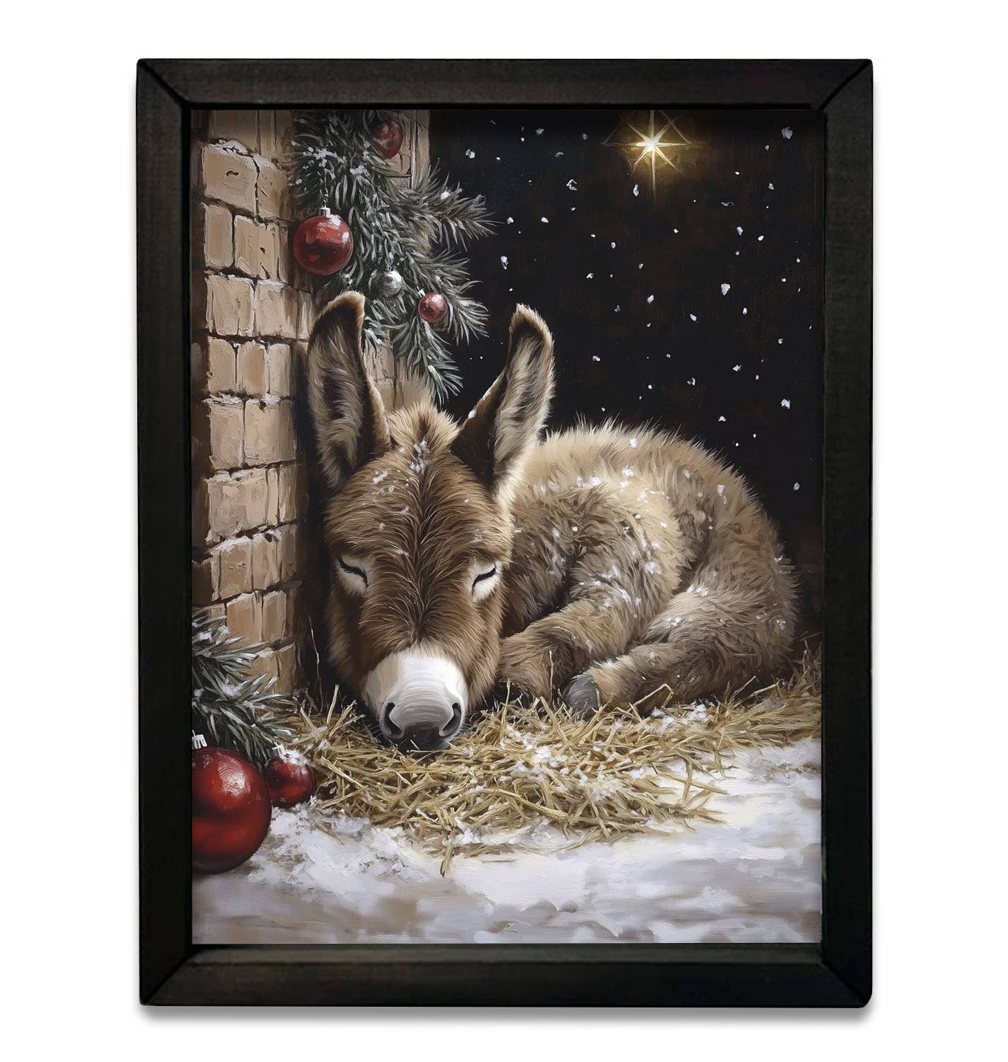 JanMichaels Art & Home - Vendita all'ingrosso Cartello da parete - HMK247 Cornice con Asinello di Natale1