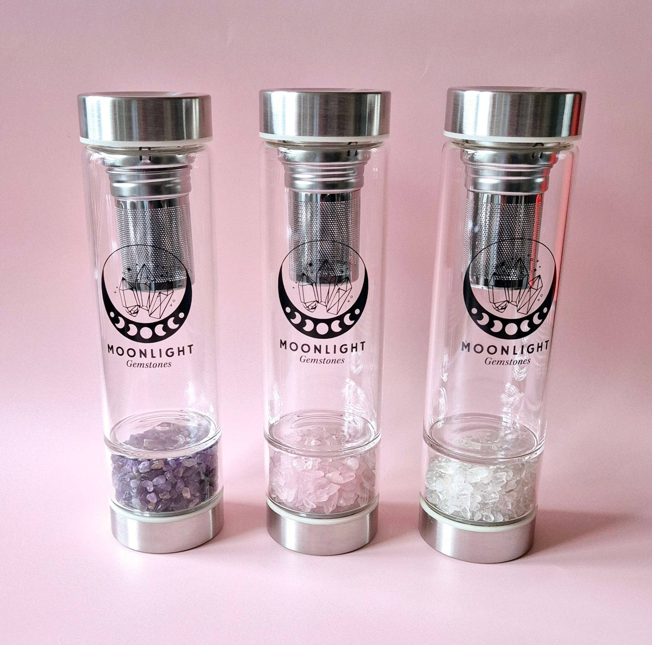 Moonlight Gemstones - Wholesale Water Bottle - Glass Drinking Bottle With Gemstone Filter Water Bottle Rock Crystal – 400 ml2