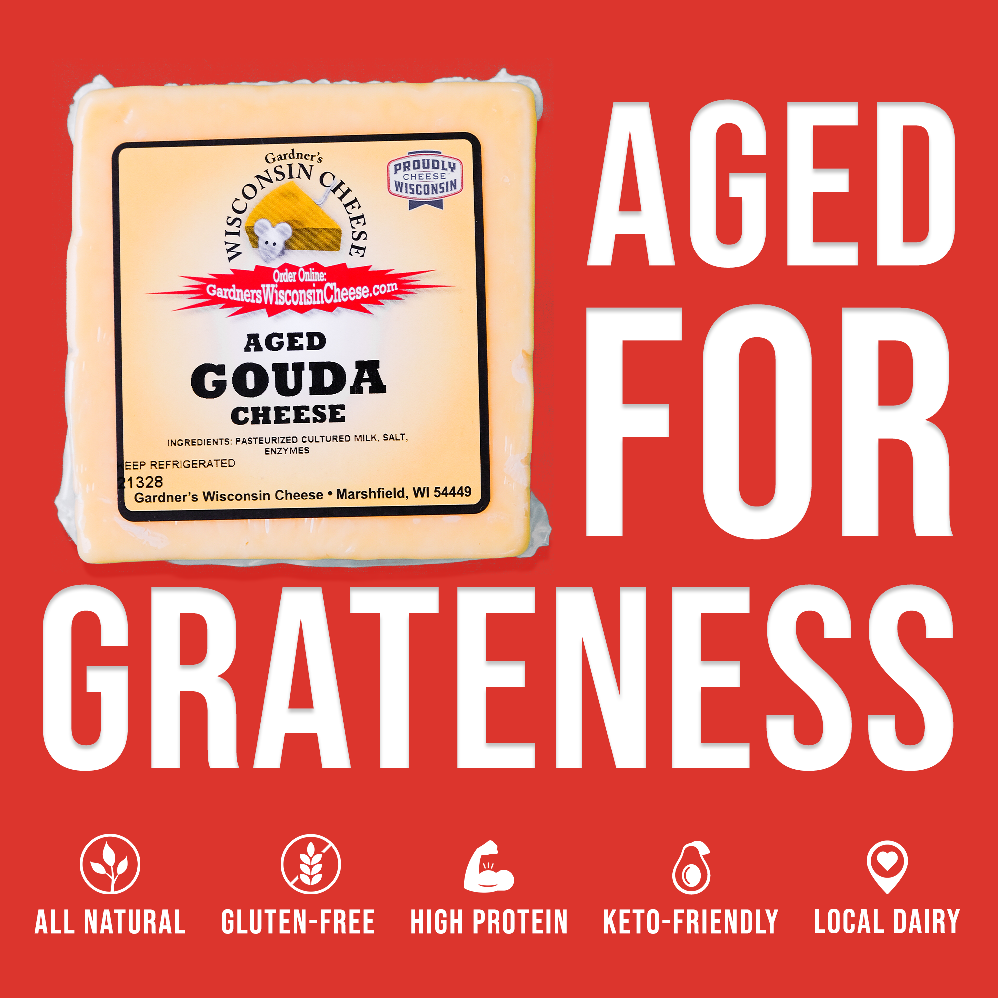 Gardner's Wisconsin Cheese and Sausage - Wholesale Cheese - Aged Gouda Cheese2