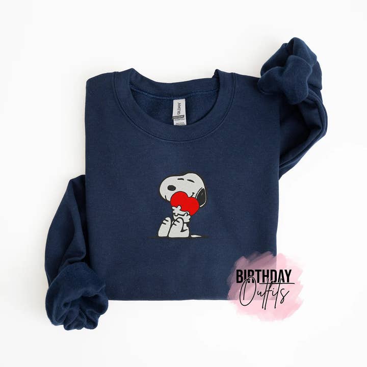 Cute Dog Valentine's Day Embroidered Sweatshirts, Couple Sweatshirts, Best Valentine's Gifts for wholesale by BIRTHDAY OUTFITS