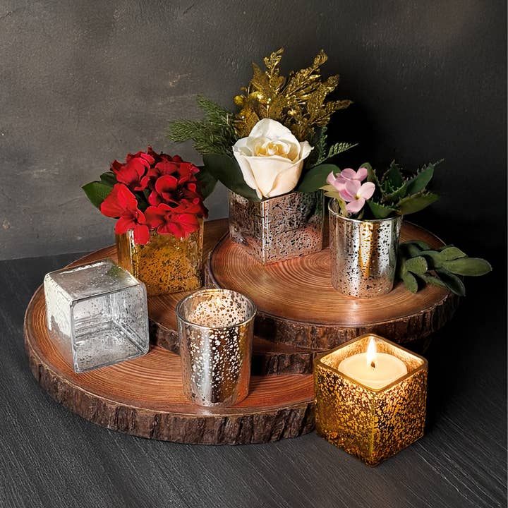 Jacobson - Wholesale Candle Holder - 2.25"W Mercury Glass Candle Votives3