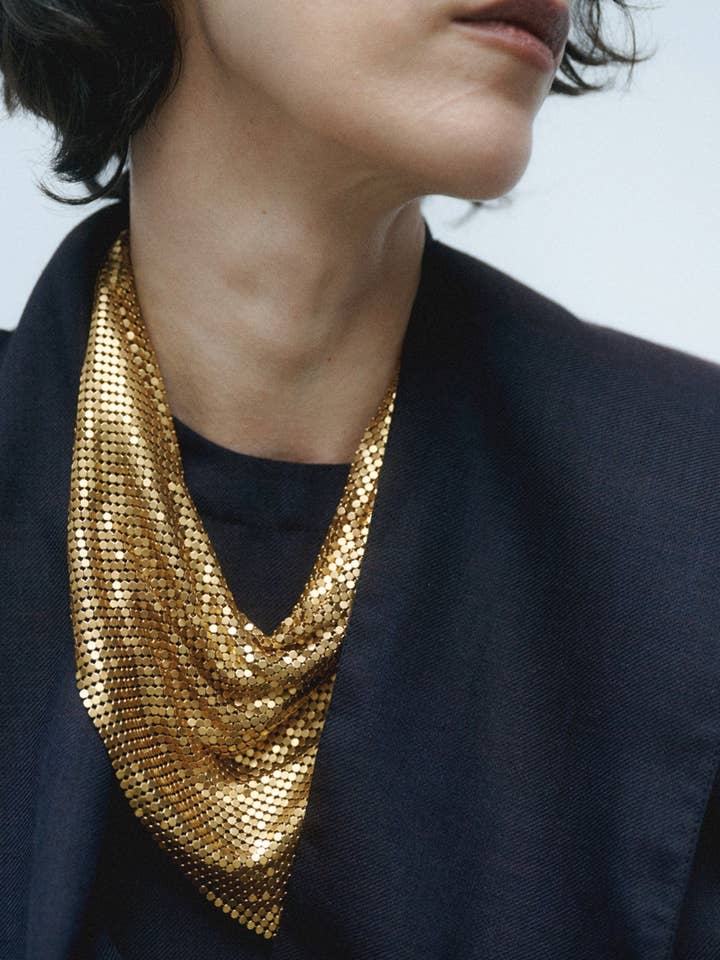 Chain Mail Bandana Necklace- PVD Waterproof for wholesale by HoopLa