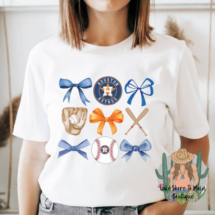 Lake Shore To Main - Wholesale Screen Printed T-Shirt - Women's - Houston Astros tee - Coquette baseball- Cute baseball shirt