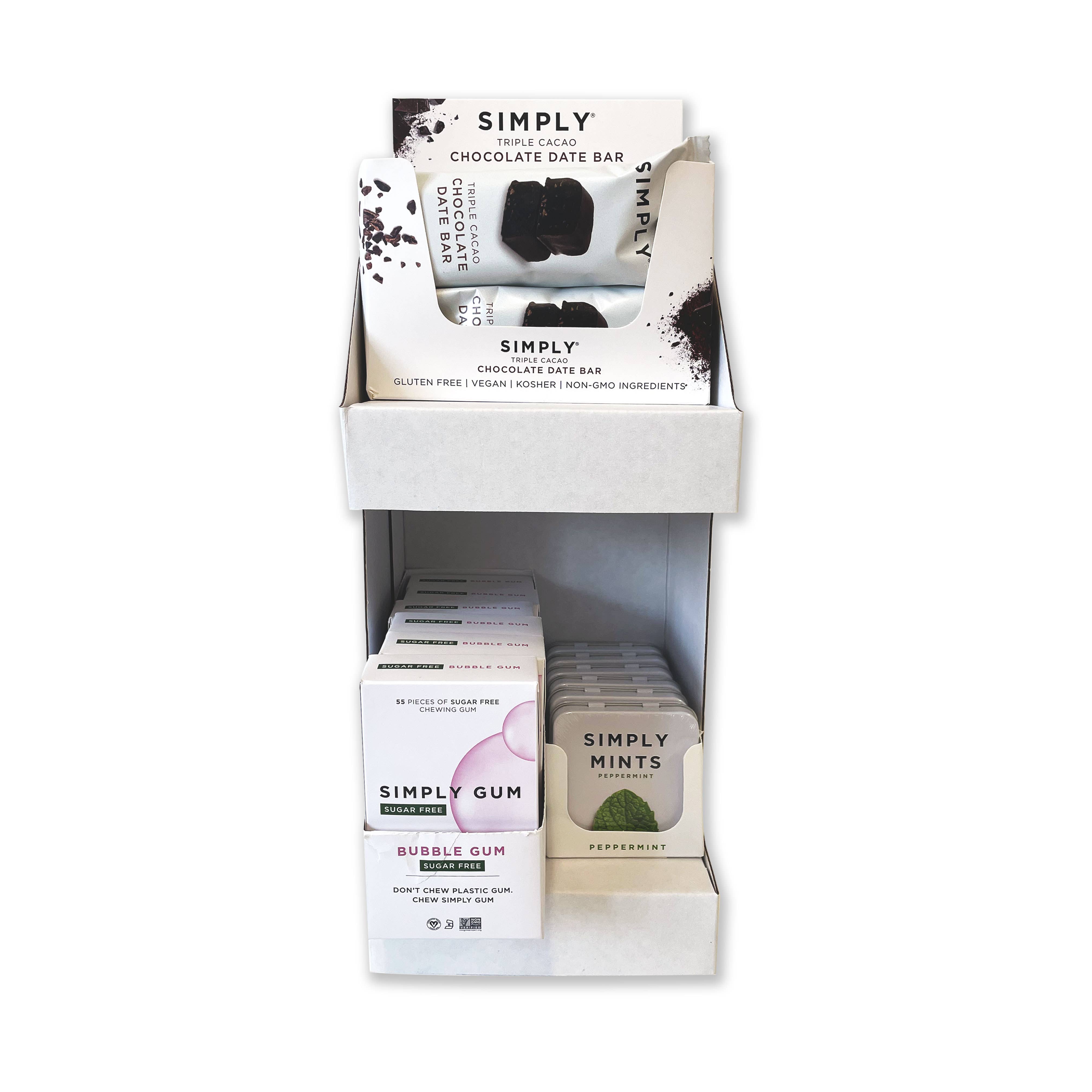 Simply Gum - Vente Présentoir de commerçant - Nourriture et boissons - Étagère à deux niveaux Simply Products1