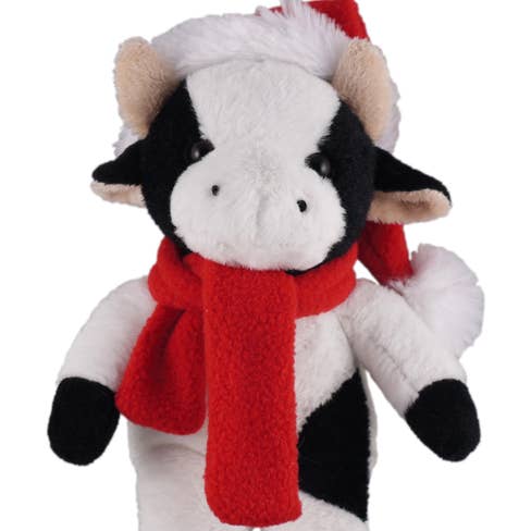 Peluche de Vaca Navideña de 8″ con Bufanda Personalizada | Juguete de Peluche Festivo para venta al por mayor de Plushland