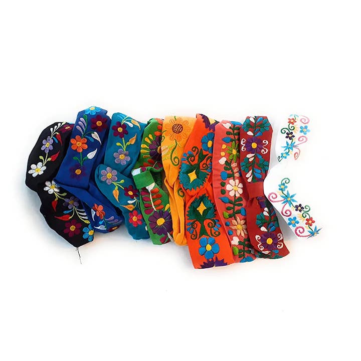 Puerta21 - Venta al por mayor Cinta para el pelo - Mujer - Diadema mexicana bordada con flores coloridas1