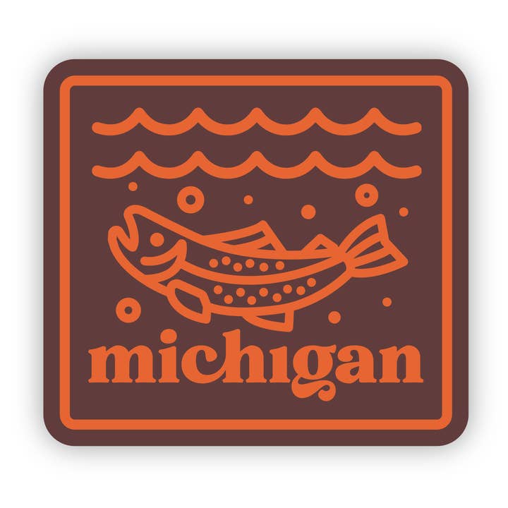Retro Fish Michigan Sticker — Waterproof & Durable for wholesale by Stuck on Michigan