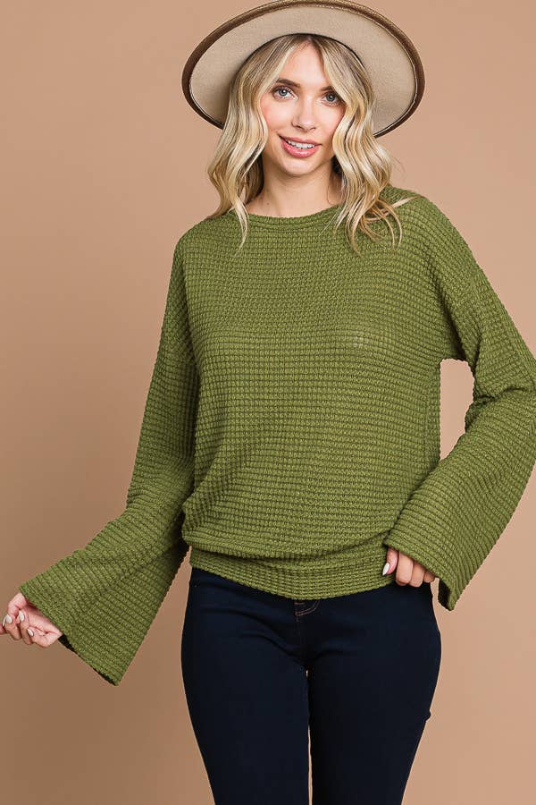 Culture Code - Wholesale Knit Top - Women's - CHT1824L - SURPLICE BACK DETAIL BELL SLV TOP8