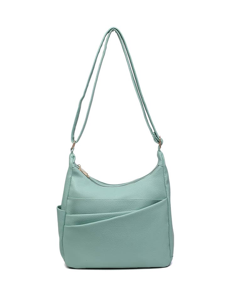 Shoulder Bag with Multiple Compartments and Zipper Closure for wholesale by Ellas Trading