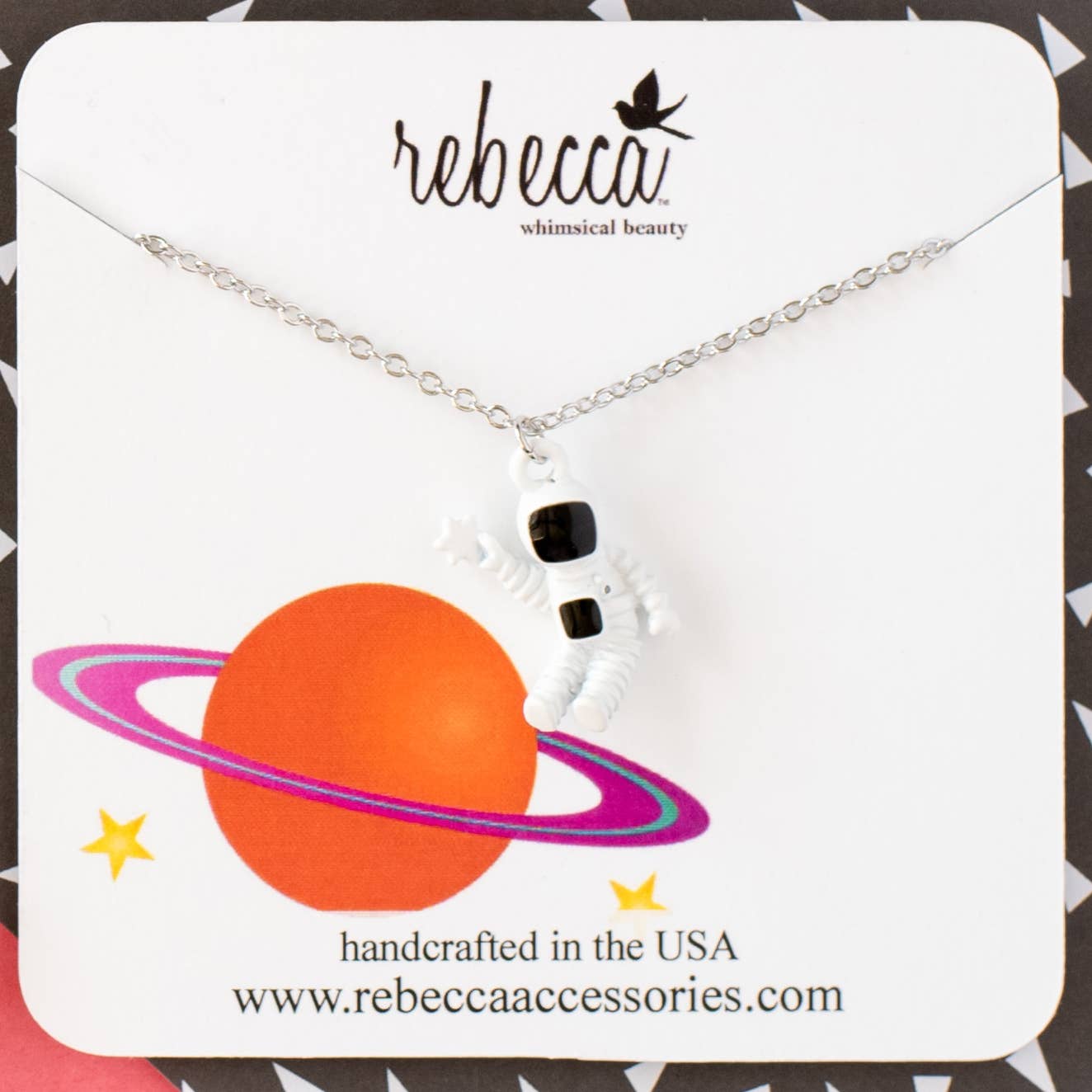 Rebecca Accessories LLC - Wholesale Kids Necklace - Kids - Astronaut Charm Necklace Children's Space Aviation Flying1