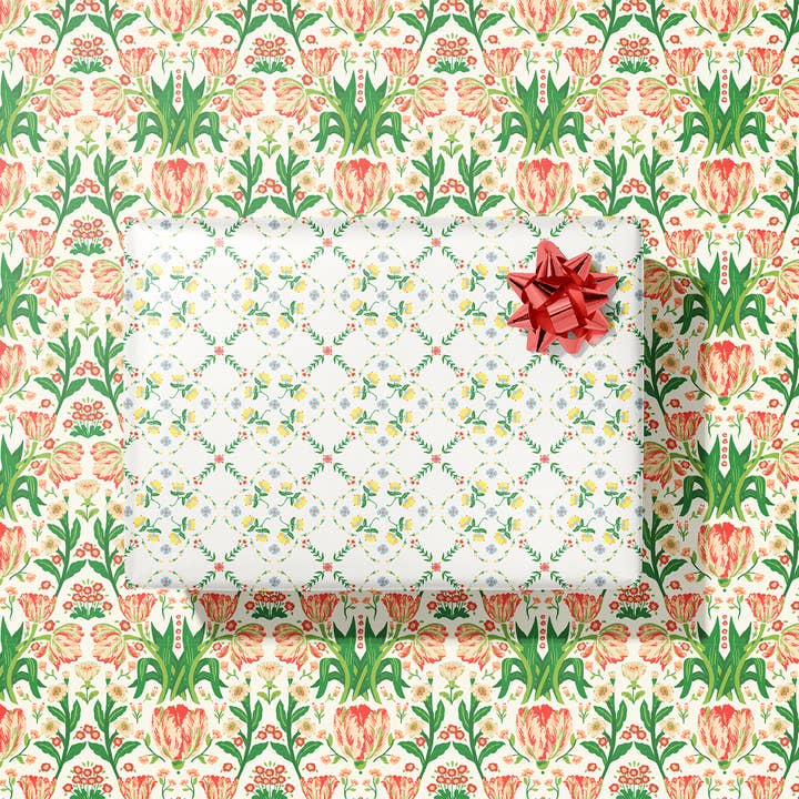 Positano Tulip Tiles Gift Wrap Sheet-Double Sided for wholesale by re:mused studio