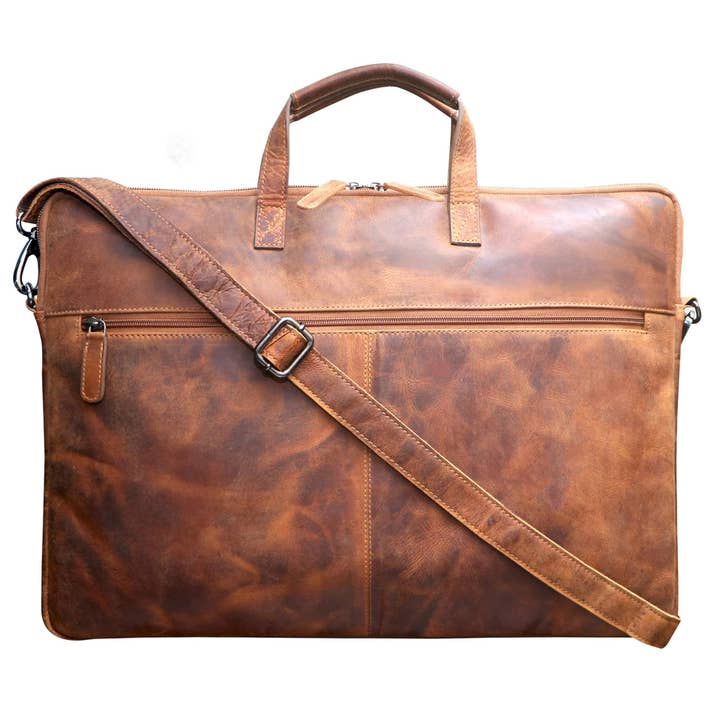 Greenwood - Vente Sac pour ordinateur portable – unisexe - Fred Sacoche pour ordinateur portable 17 pouces en cuir avec bandoulière amovible11