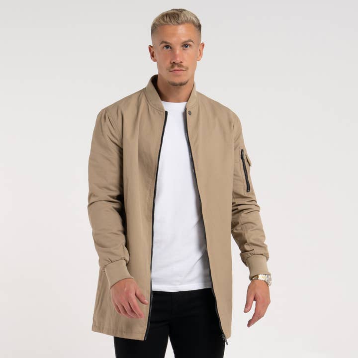 Neves Longline Bomber Jacket for wholesale by Bee Inspired Clothing