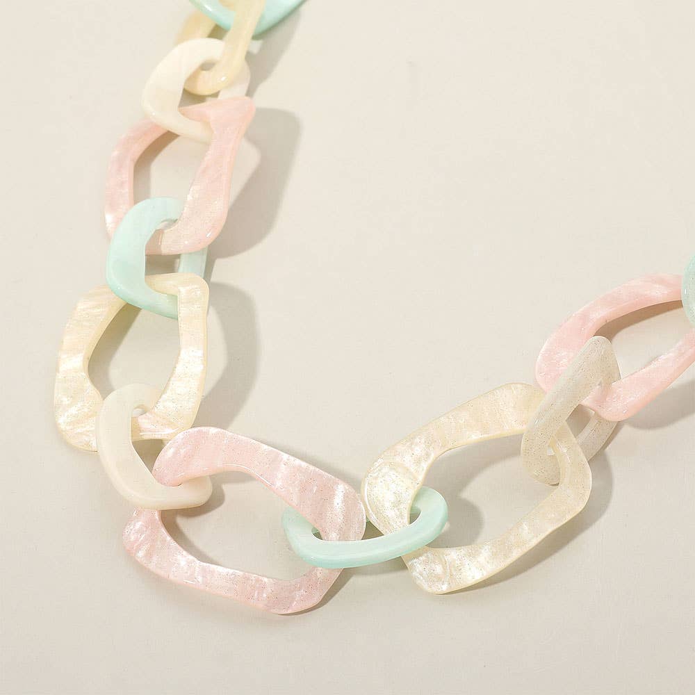 Sensibling Corp. - Vente Collier maille et chaîne - Collier à maillons abstraits épais en acétate de celluloïd2