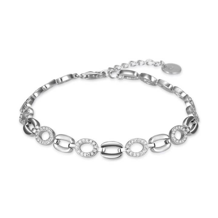 Bracelet en argent sterling 925 avec zirconium brillant fini en rhodium - Lydas pour la vente par Luxenter