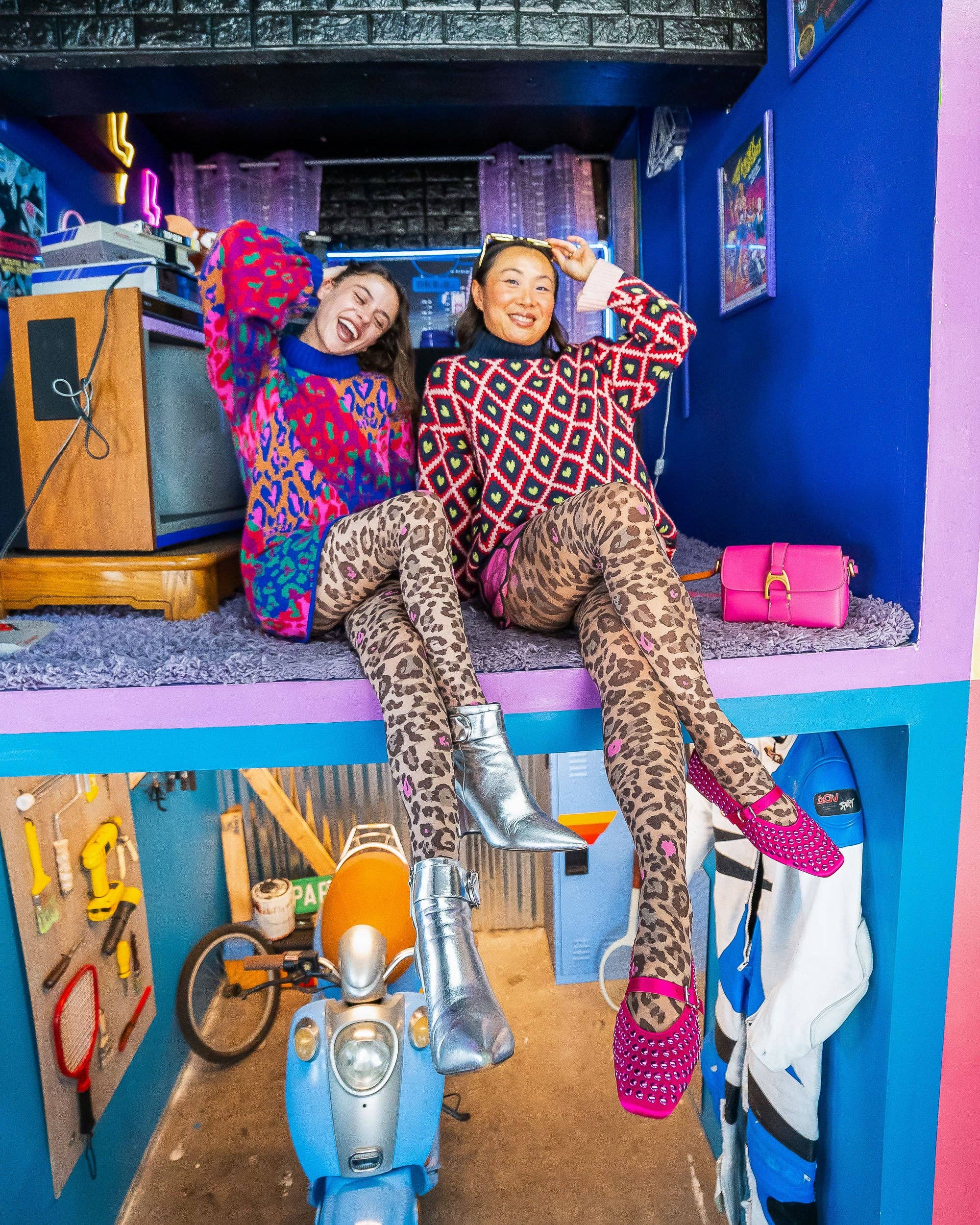 Sock Candy – Collants - Mulher por atacado – Collants Transparentes com Estampa de Leopardo Rosa Pop5