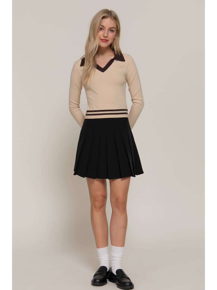 Active Basic | Active USA - Wholesale Knit Sweater - Women's - Long Sleeve Stripe Polo Sweater7