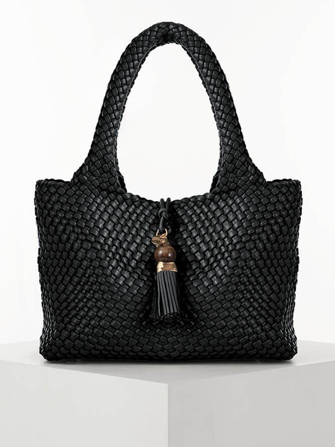 Saskia Black Large Woven Tote for wholesale by Luella Grey London