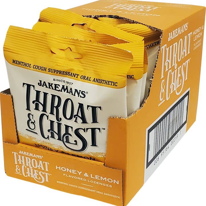 BT Remedies - Wholesale Lozenges/Cough Drops - Jakemans Throat & Chest Honey Lemon Lozenges Bag - 30 Ct