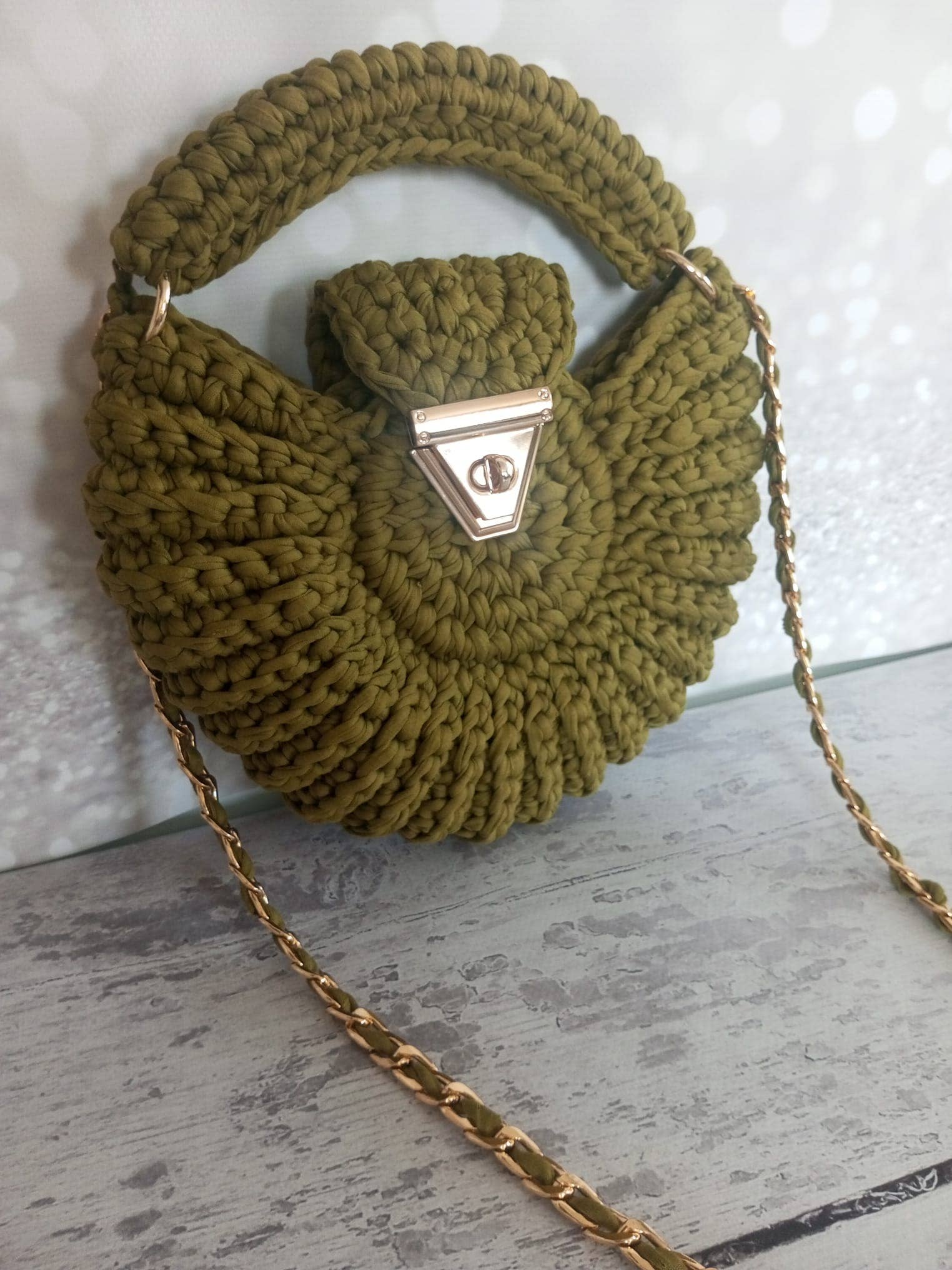 CHQEL - Wholesale Top Handle Bag - Women's - CHQEL Round Mussel  Crochet Handmade Model for Womens 1