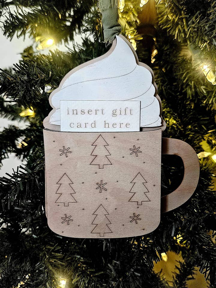 Hot Cocoa Gift Card Holder Ornament for wholesale by Salt + Birch