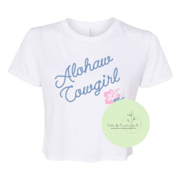 Alohaw Cowgirl Crop T-Shirt - Minimalist Western Beach Shirt for Women for wholesale by Taste of Creativity CO.