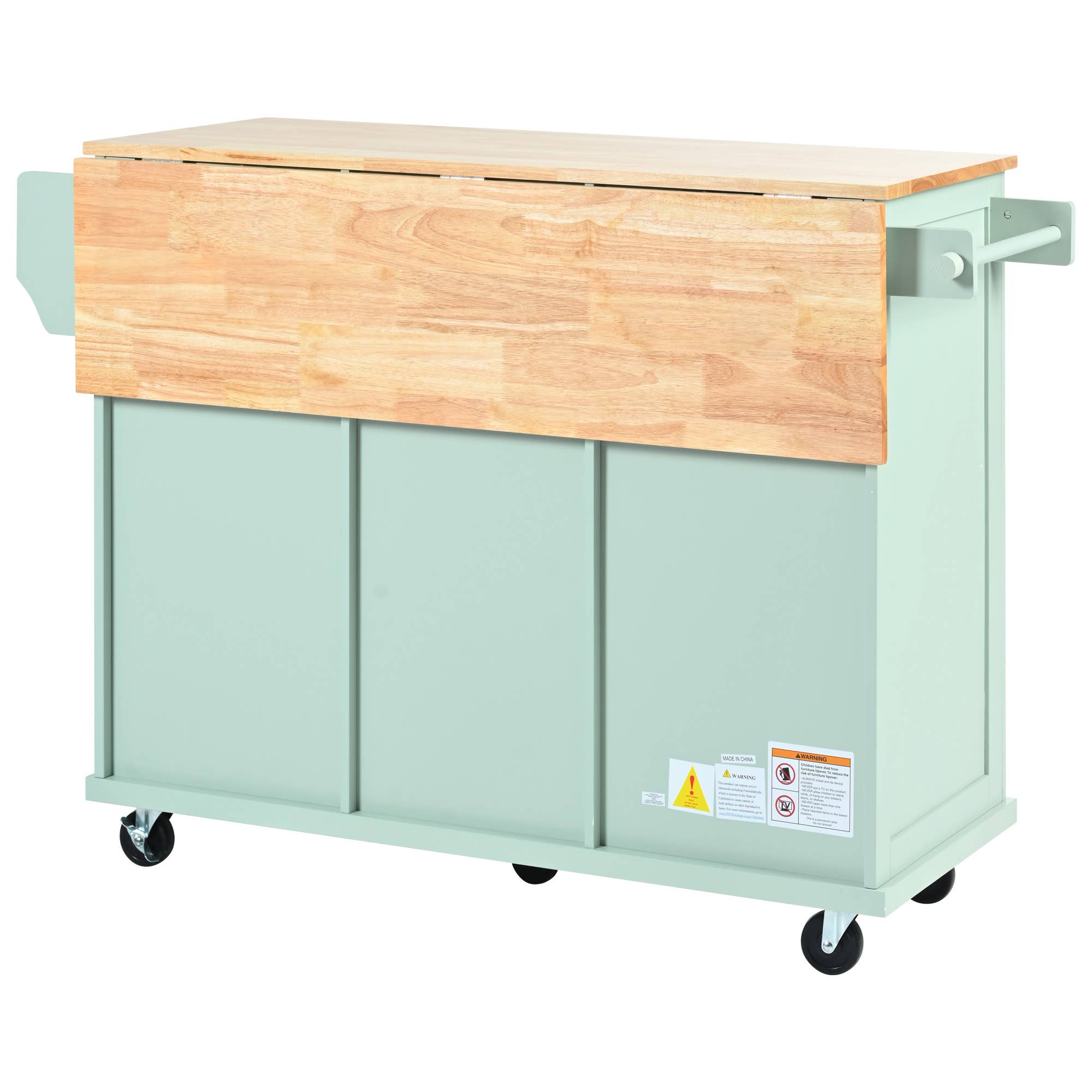 HOMYCASA DESIGN INC - Wholesale Kitchen Storage/Organizer - Mint Green Rolling Work Cart & Drop Leaf Adjustable Storage9
