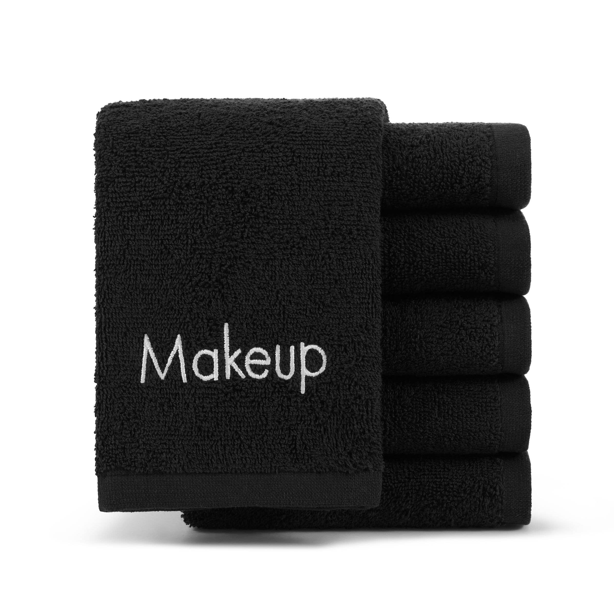 Arkwright Home - Wholesale Makeup Remover - SAMPLE- 6 Makeup Remover Towels - 13 x 13 Black Washcloth