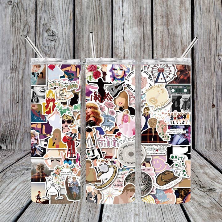 Gobelet fin Taylor Swift Collage de 20 oz pour la vente par Dogwood Graphics & Design