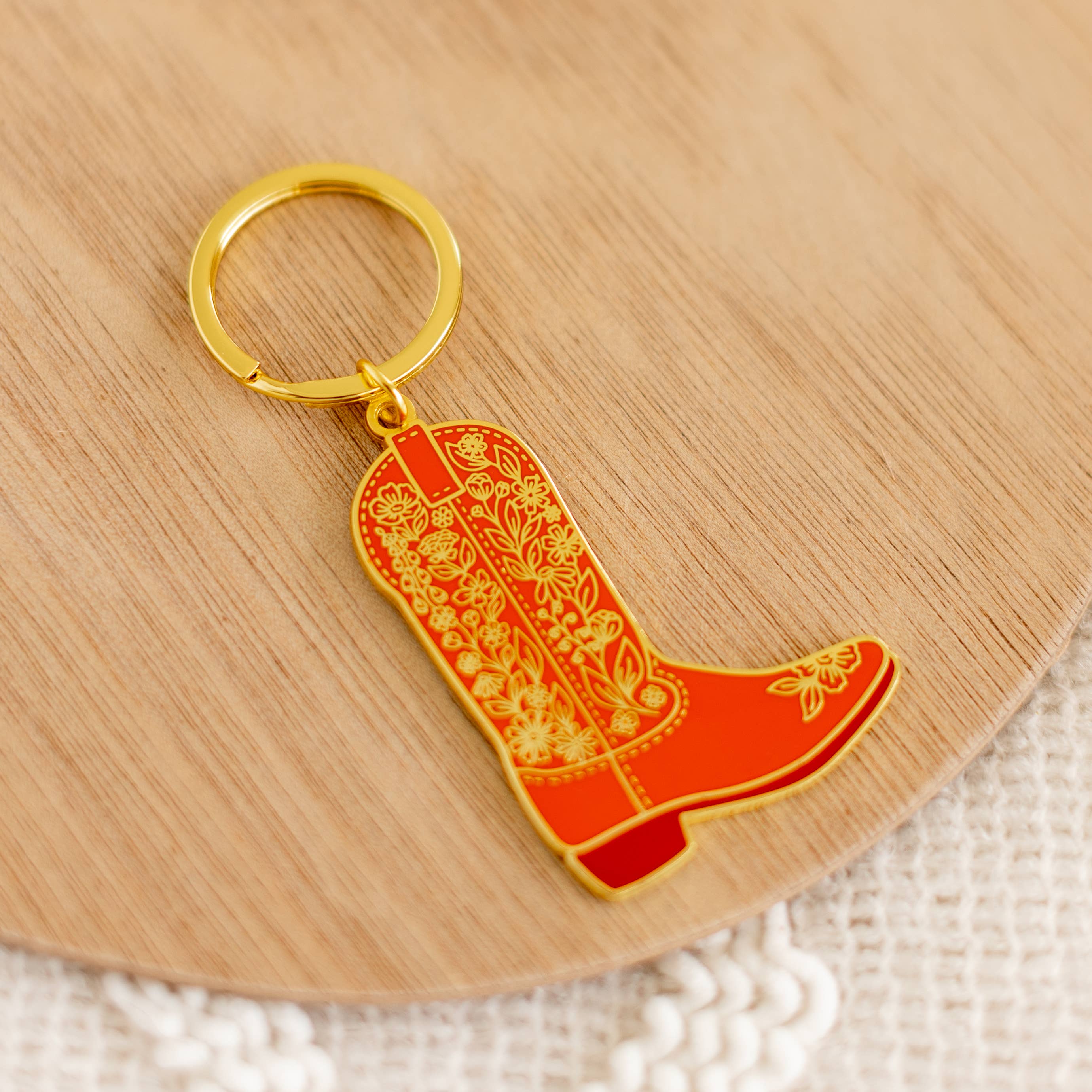 Elyse Breanne Design - Wholesale Keychain - Unisex - Cowboy Boot Metal Keychain 2x2 in. | Western1