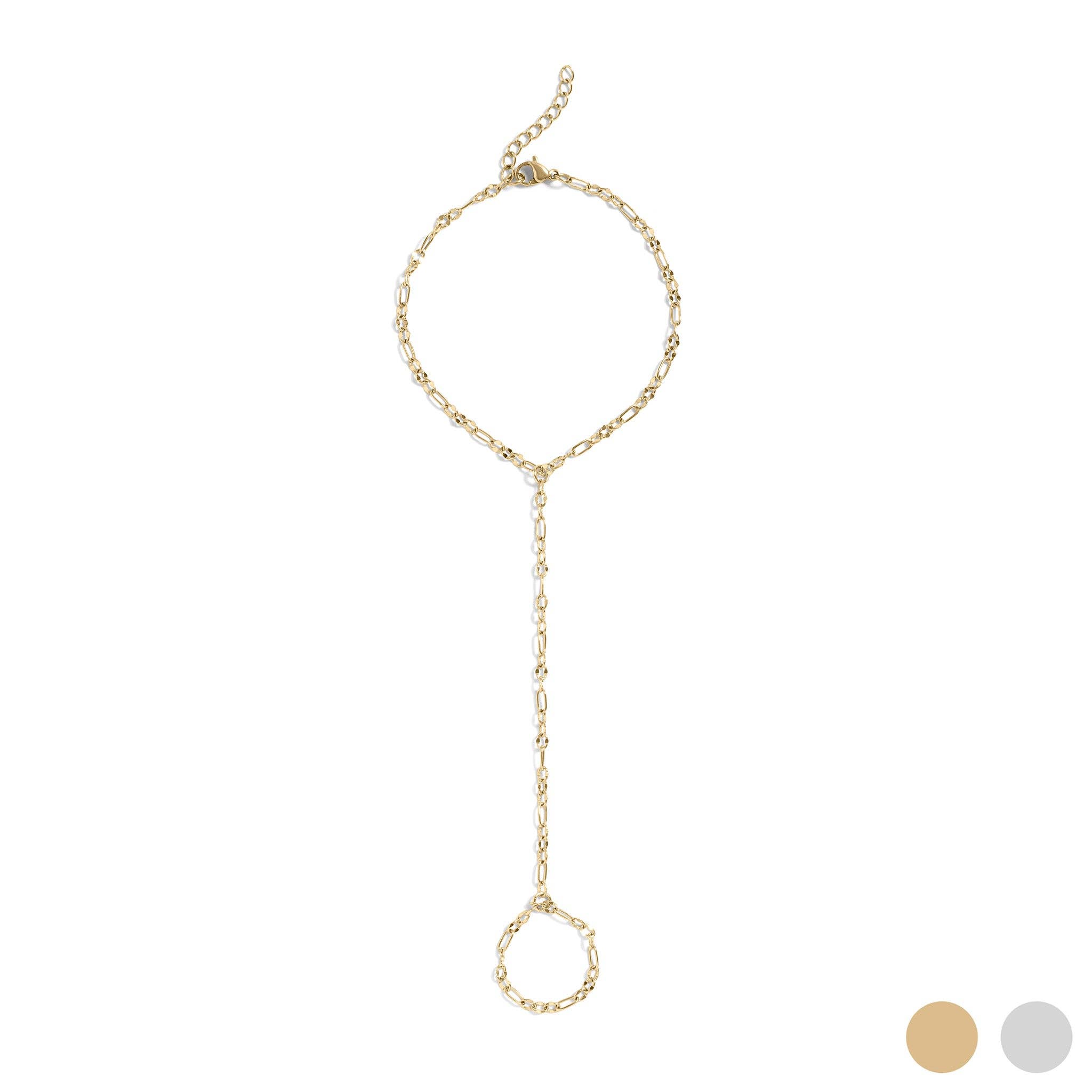 WJW - Wholesale Link & Chain Bracelet - 18K Gold PVD Stainless Steel Smooth Lip Hand Chain0