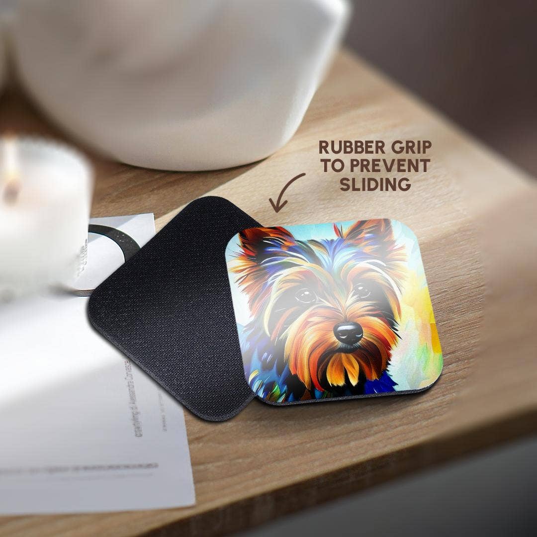 3dRose - Wholesale Coasters - 3dRose, Yorkshire Terrier dog portrait. Digital art gift for the breed lovers, Coaster10