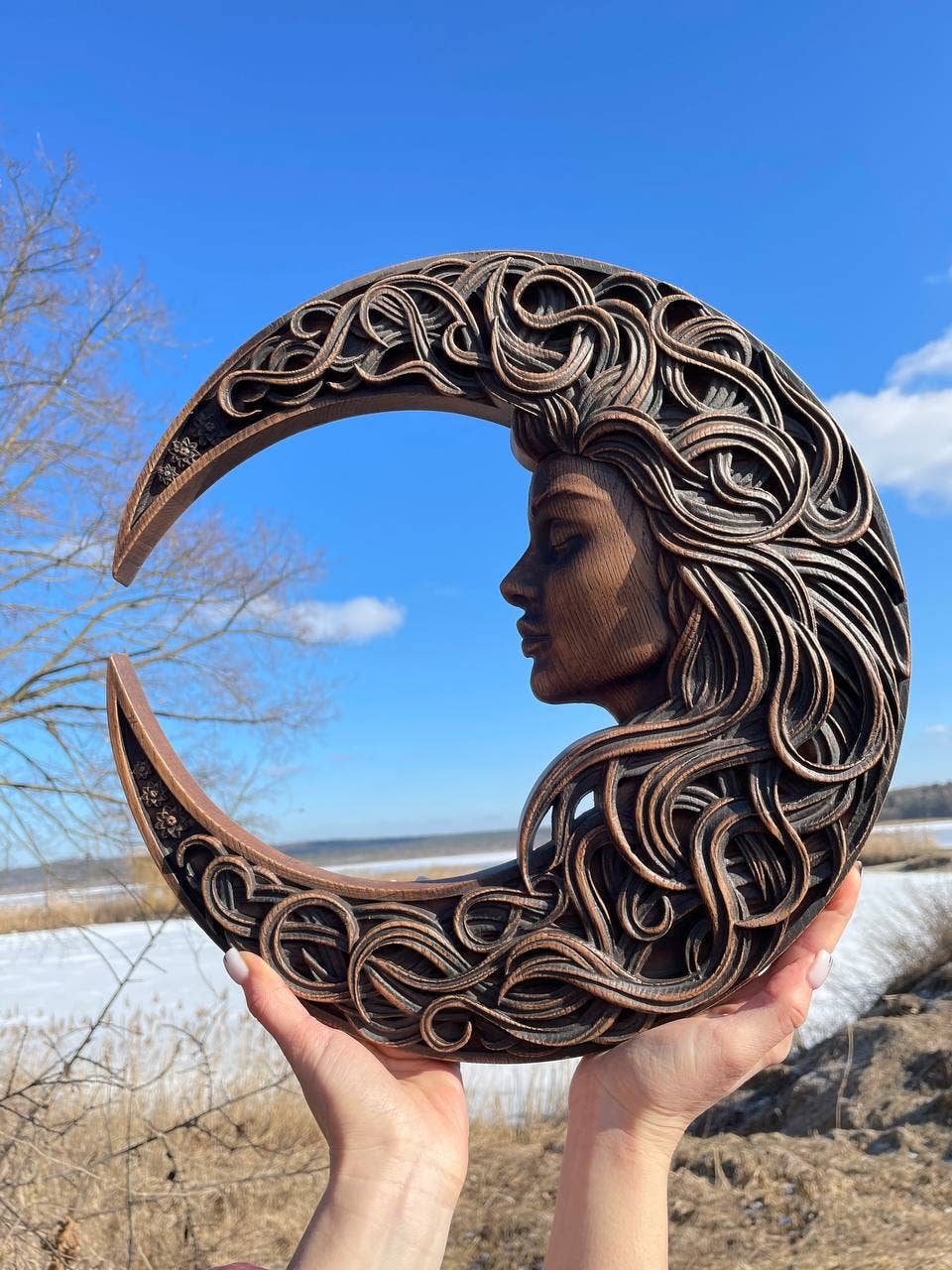 KozakWorkshop - Wholesale Wall Accent - Crescent Moon with Woman Face5