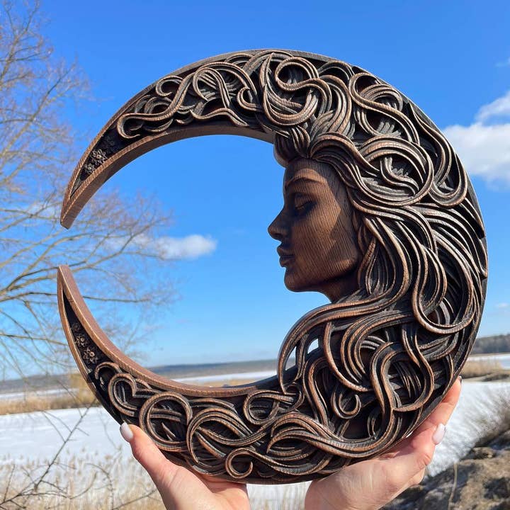 KozakWorkshop - Wholesale Wall Accent - Crescent Moon with Woman Face5
