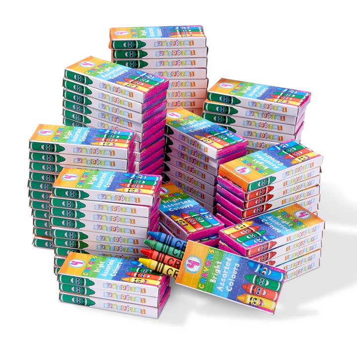 The Twiddlers - Wholesale Crayons - Kids & Baby - 144 Boxes of Mixed Coloured Wax Crayons - 4 Crayons per box2