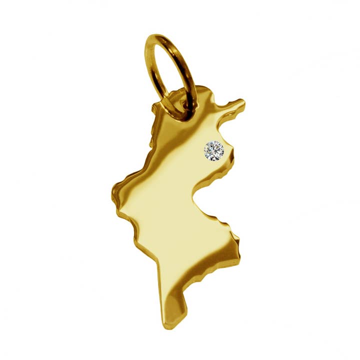 Pendentif chaîne en forme de carte de la Tunisie pour la vente par S.W.w. Schmuckwaren GmbH