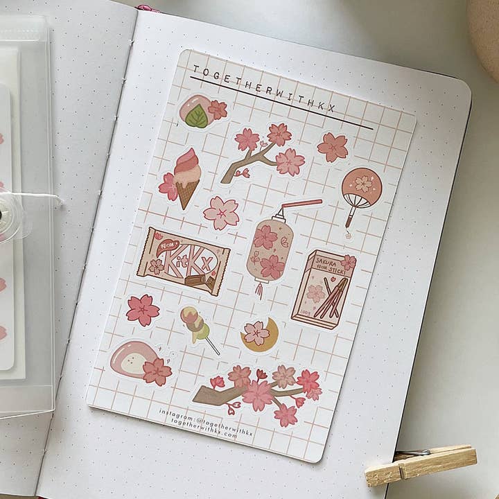 Cherry Blossom Festival Sticker Sheet for wholesale by togetherwithkx
