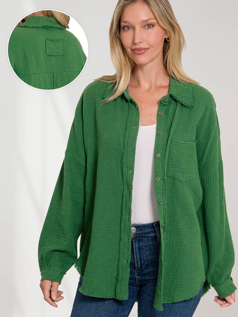 42POPS – Engroshandel Skjorte med buttondown – til kvinder – .OVERSTØRRELSE SKJORTE MED RÅ KANT OG BAGPATCH8