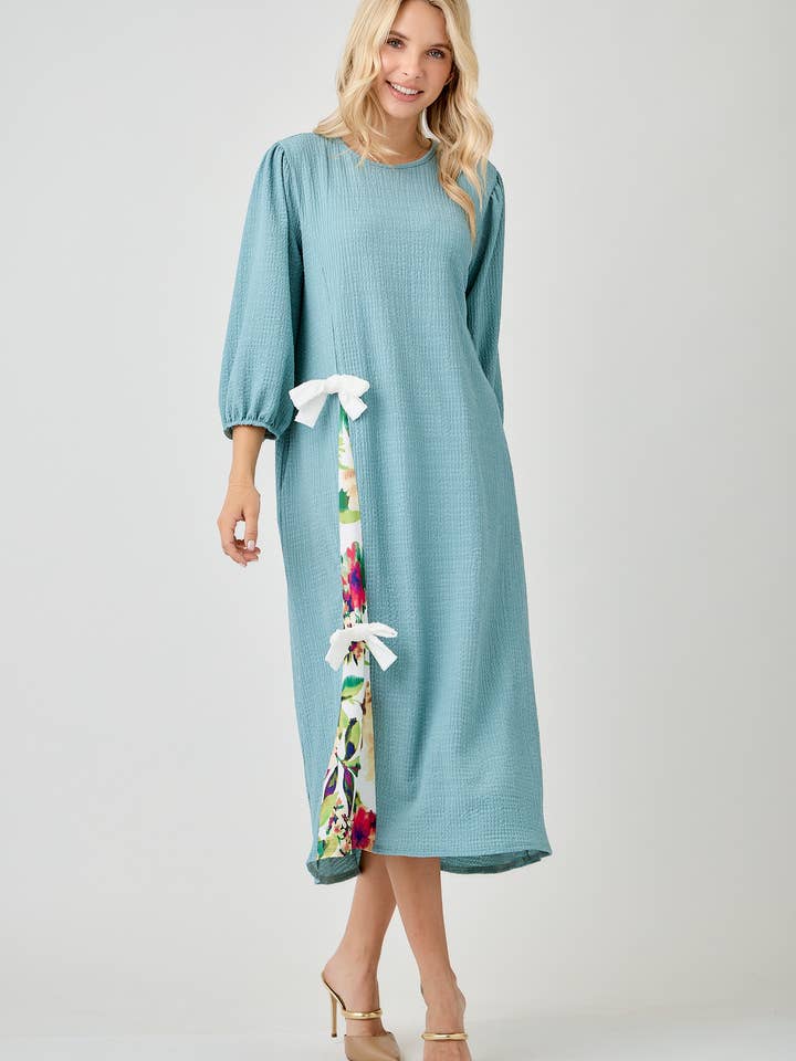 Celeste Clothing - Wholesale Dress - Women's - WOMEN'S MODEST SIDE BOW DRESS WITH PUFF SLEEVES AND POCKETS32